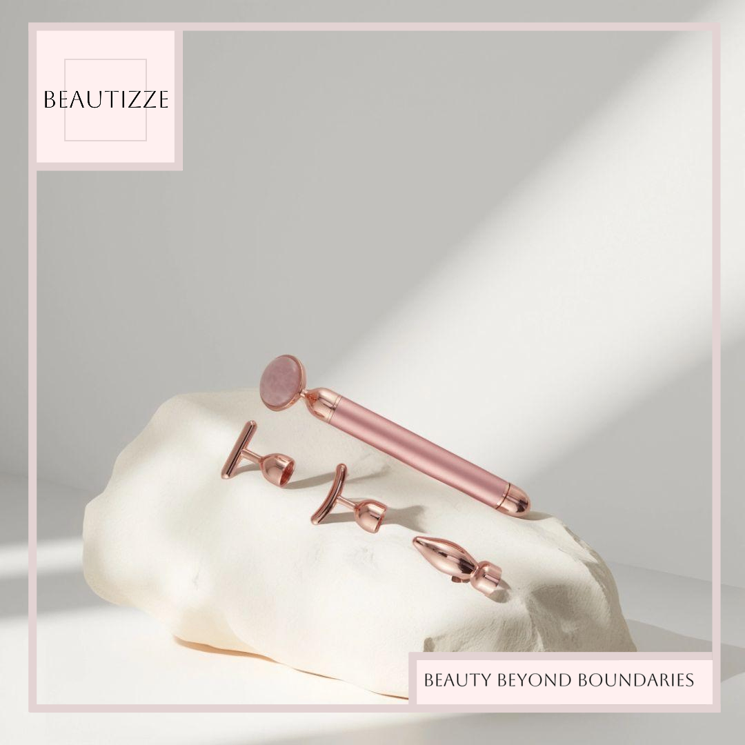 4-in-1 Vibrating Rose Quartz Face Roller – Best Portable Skincare Tool for Radiant Skin