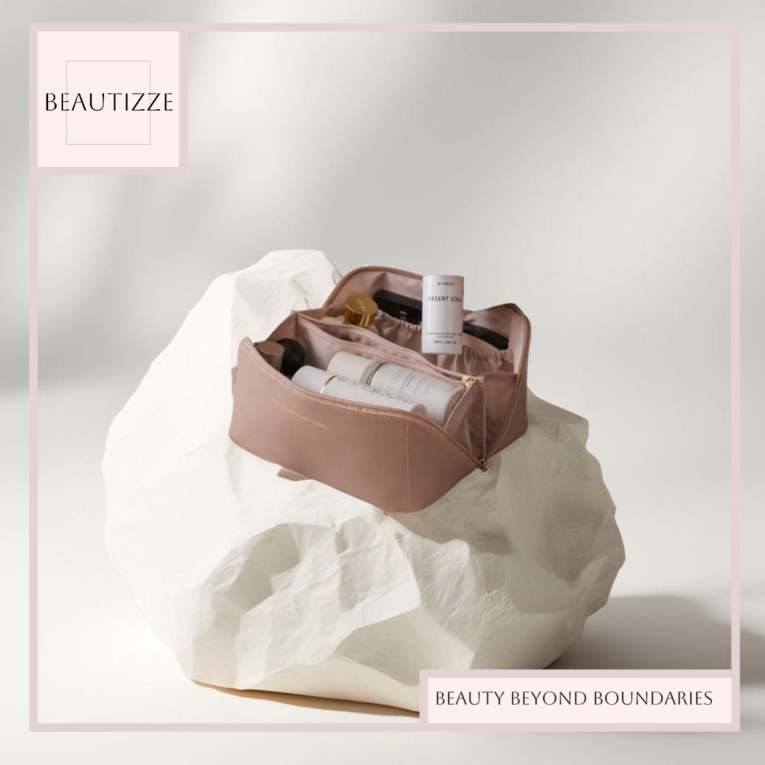 Large Capacity Travel Cosmetic Bag – Waterproof PU Leather Makeup Organizer for Women