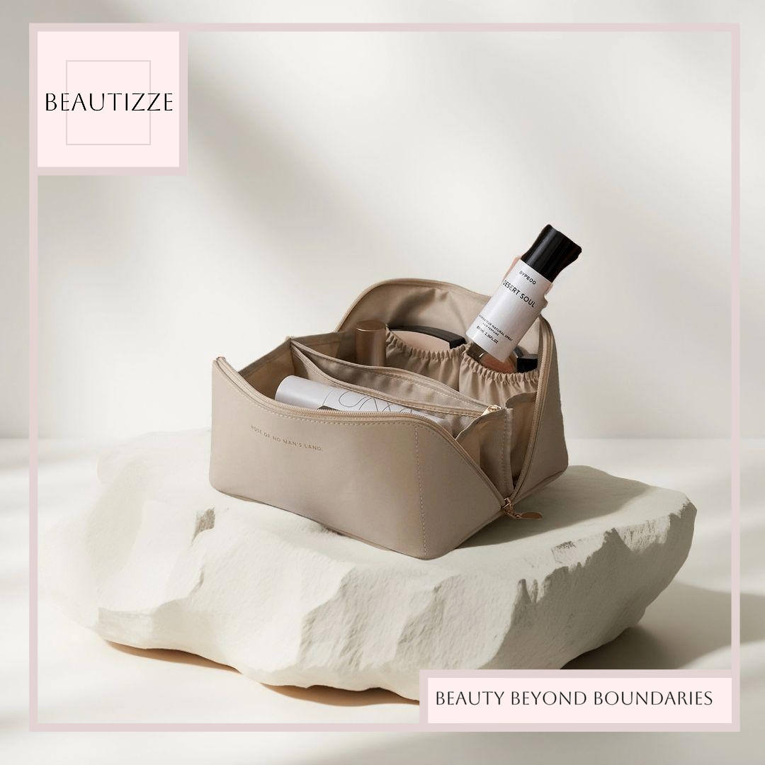 Large Capacity Travel Cosmetic Bag – Waterproof PU Leather Makeup Organizer for Women