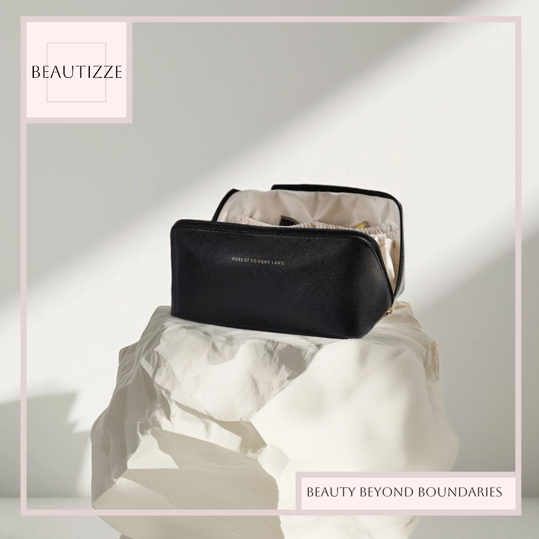 Large Capacity Travel Cosmetic Bag – Waterproof PU Leather Makeup Organizer for Women