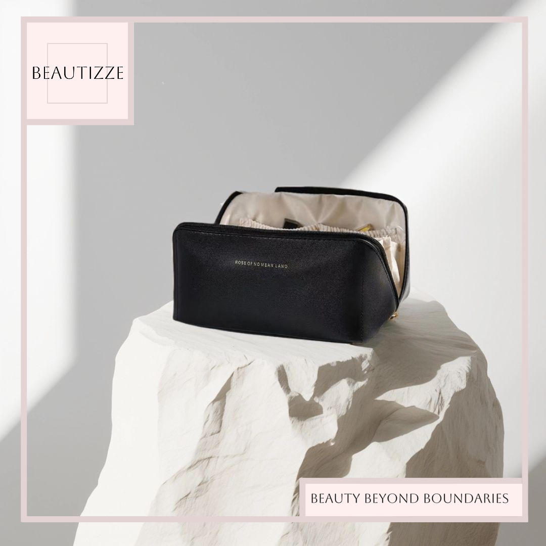 Large Capacity Travel Cosmetic Bag – Waterproof PU Leather Makeup Organizer for Women