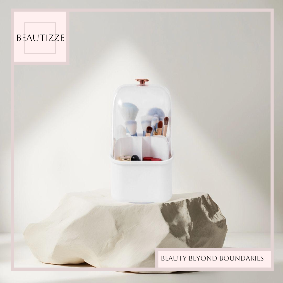 Light Luxury Makeup Brush Storage Tube – Rotating Lipstick Stand With Lid