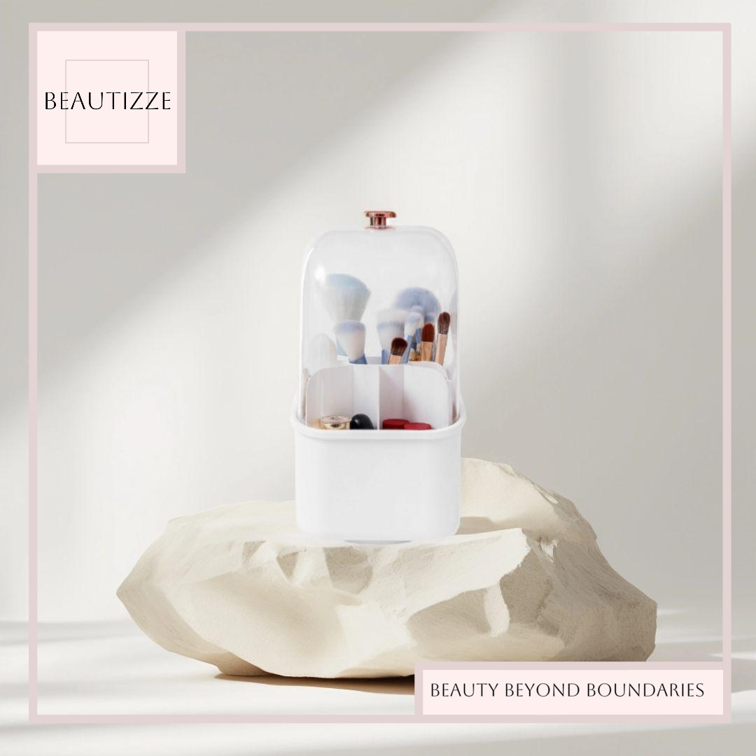 Light Luxury Makeup Brush Storage Tube – Rotating Lipstick Stand With Lid