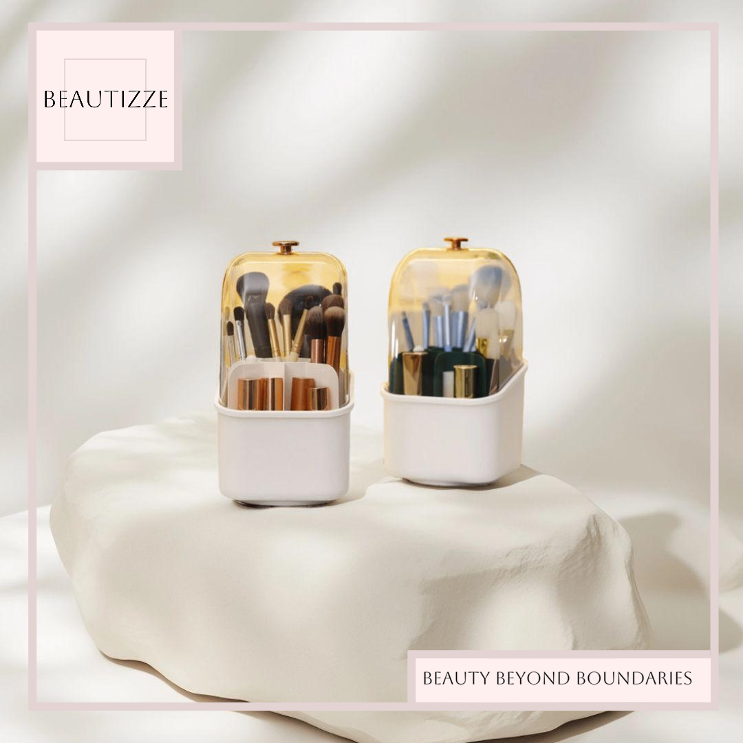 Light Luxury Makeup Brush Storage Tube – Rotating Lipstick Stand With Lid