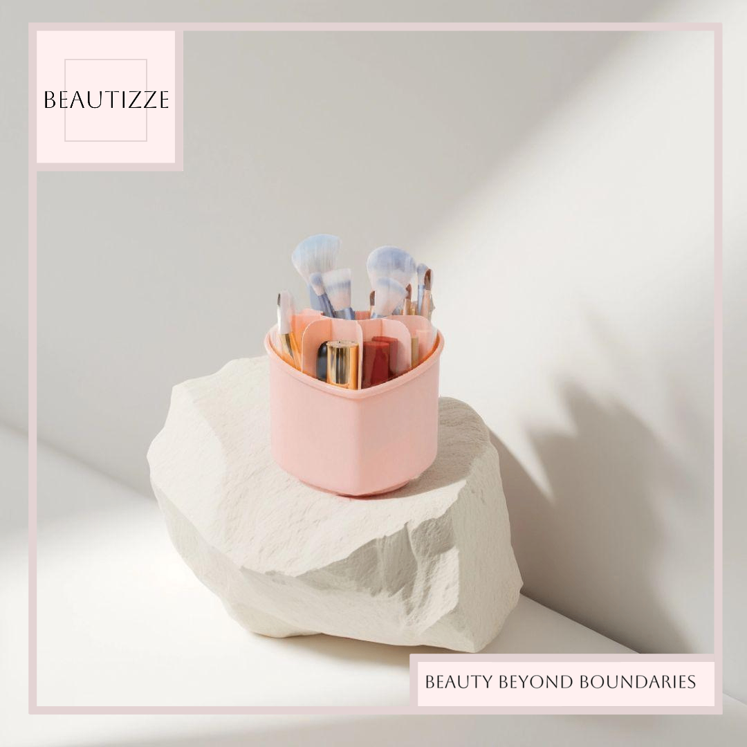 Light Luxury Makeup Brush Storage Tube – Rotating Lipstick Stand With Lid