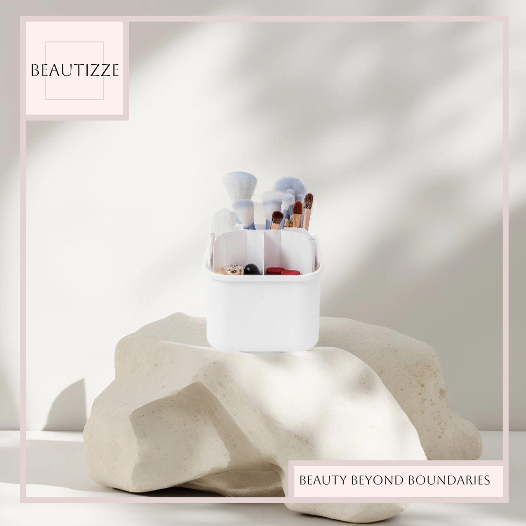 Light Luxury Makeup Brush Storage Tube – Rotating Lipstick Stand With Lid