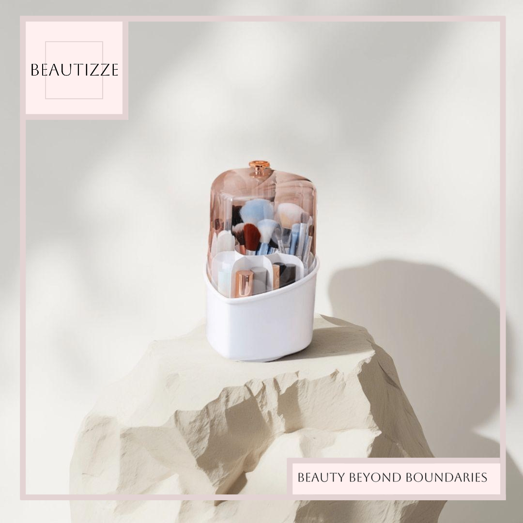 Light Luxury Makeup Brush Storage Tube – Rotating Lipstick Stand With Lid